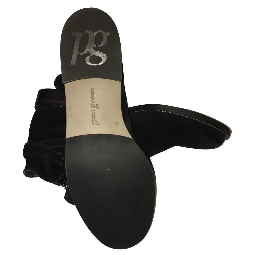 PAUL GREEN Reeve Ankle Boot, Bootie Black Soft Suede $535 New Size UK 7.5 US 10